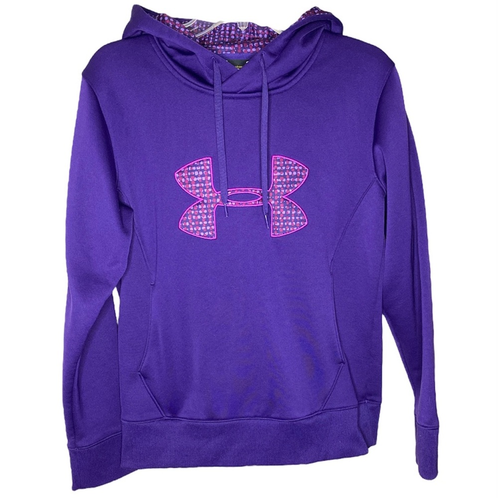 Under Armour Purple Embroidered Logo Hoodie Sweatshirt Semi-Fitted Size Small